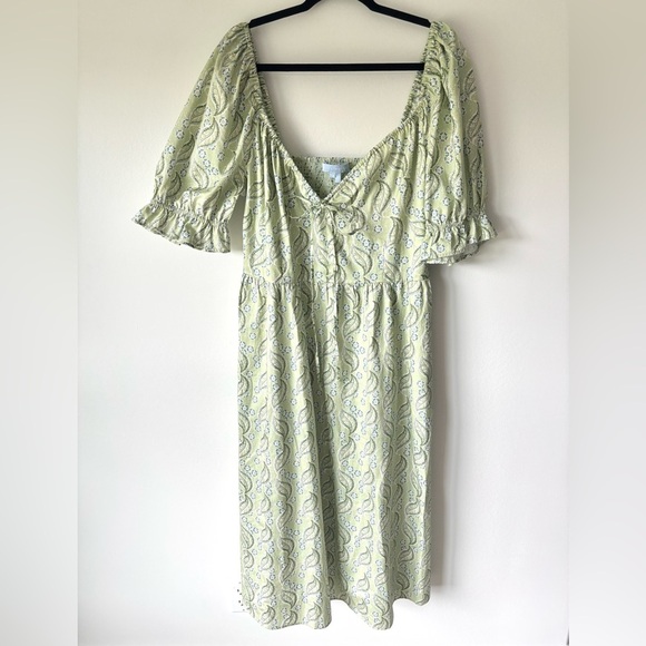 Hill House Home Ophelia Dress Eucalyptus Floral Green Midi Dress Cottagecore - Picture 2 of 14